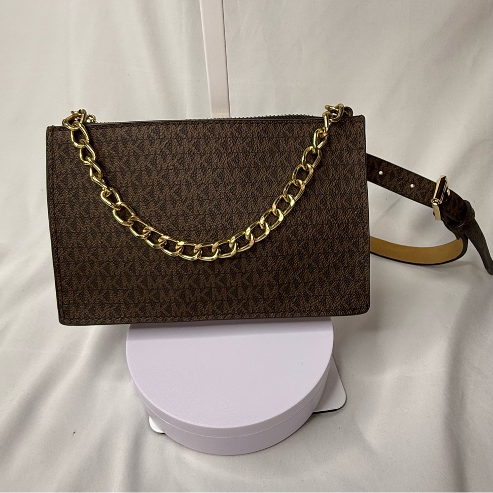 Michael Kors Brown Shoulder/Crossbody/Belt Bag with Gold Chain EUC Versatile